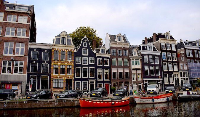 Houses in Amsterdam looking out over a canal