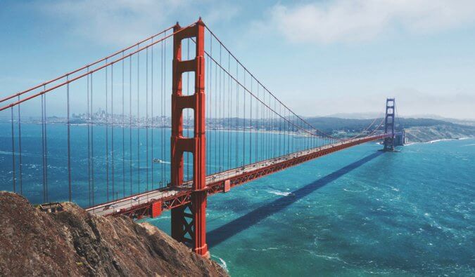 the golden gate bridge on a sunny day