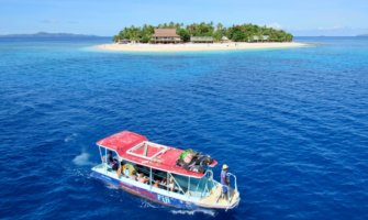 A boat and small island in Fiji