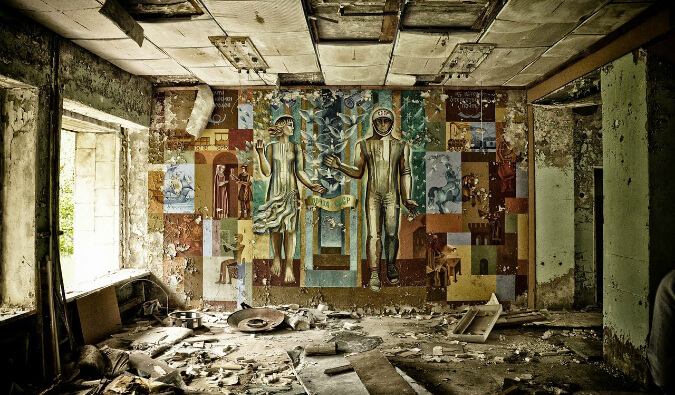 a deserted room in Chernobyl