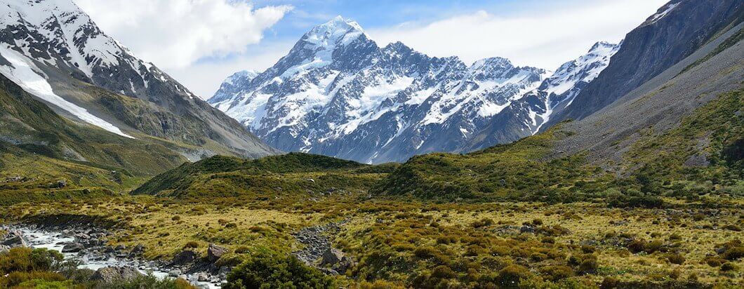A snowcapped mountain in New Zealand