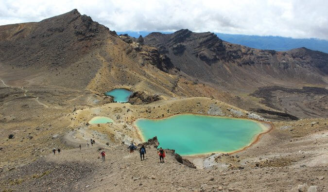 People hiking in Tongariro in New Zeland