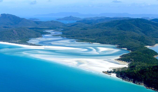 The beautiful whitehaven beach in the Whitsunday islands