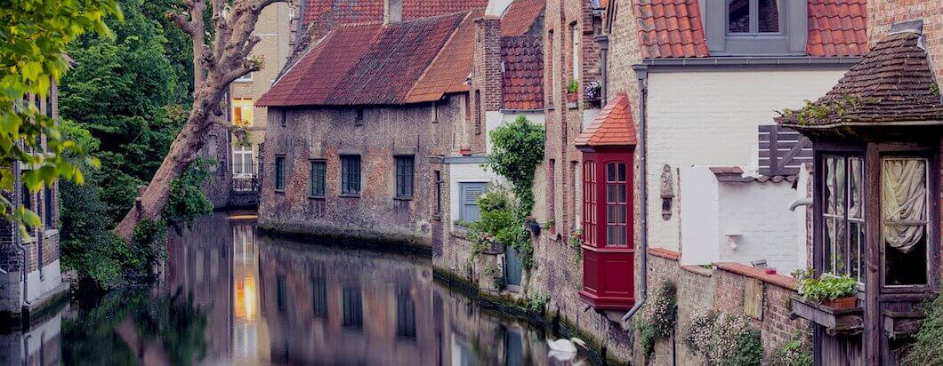 The quiet and historic streets of Bruges, Belgium