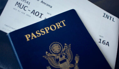 A close-up shot of a blue US passport