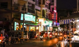 Phnom Penh, Cambodia at night