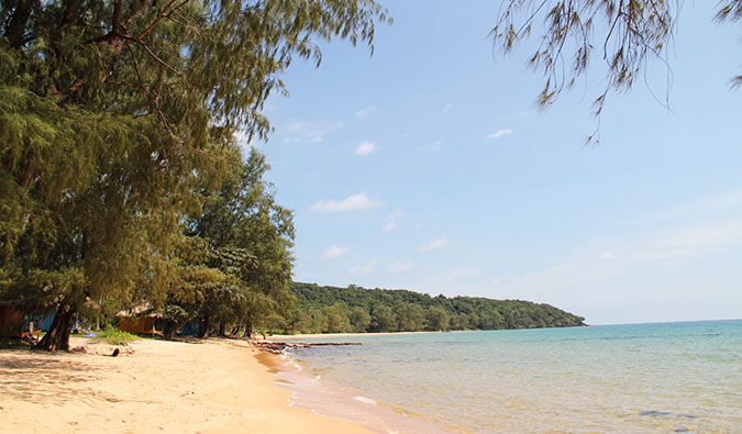 a quiet beach on Bamboo Island in Cambodia