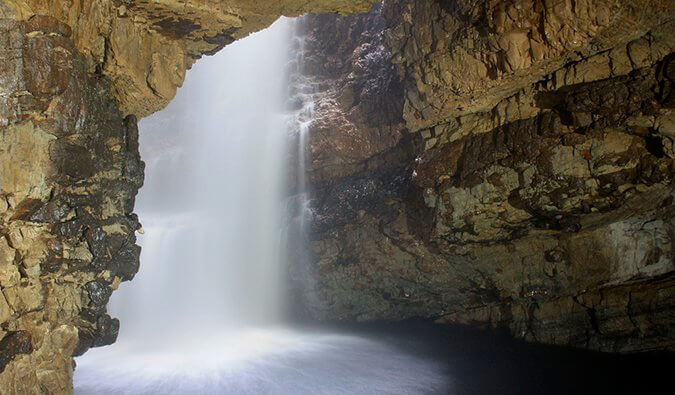 Smoo Cave waterfall within the cave