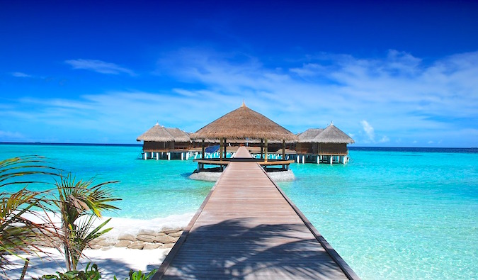 An overwater bungalow in the Maldives