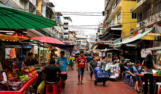 a busy street in Bangkok