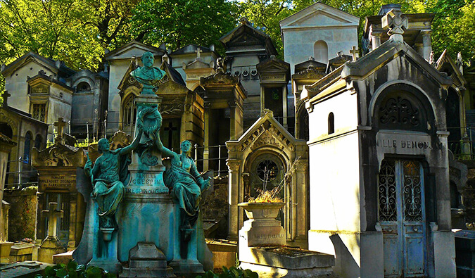 Ornate gravestones in a Paris Cemetery