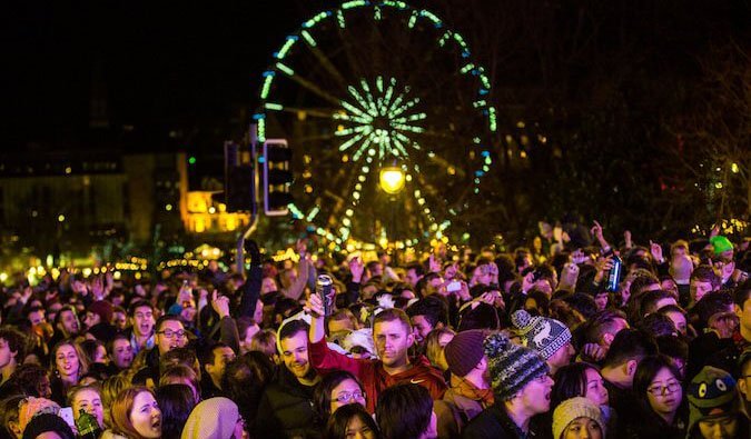 Image of people celebrating Hogmanay