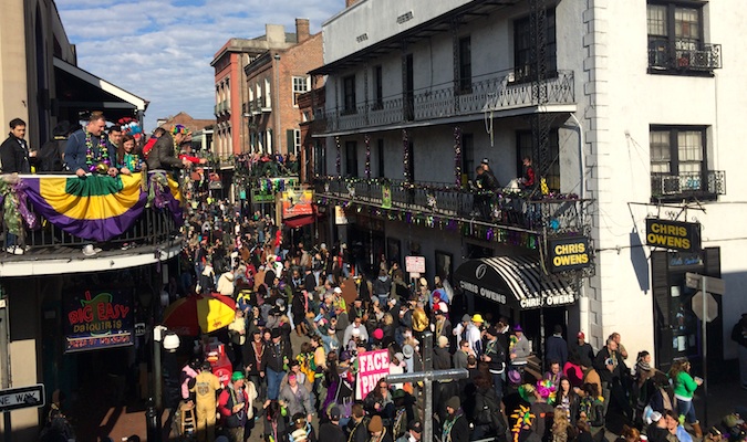 New Orleans during Mardi Gras with people out