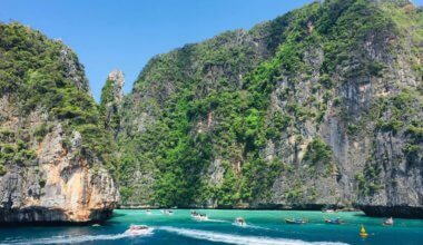 The busy and overcrowded island of Koh Phi Phi in Thailand