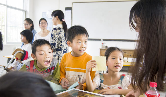 Kids in an ESL classroom in Korea