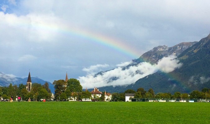 A rainbow in Interlaken, Switzerland