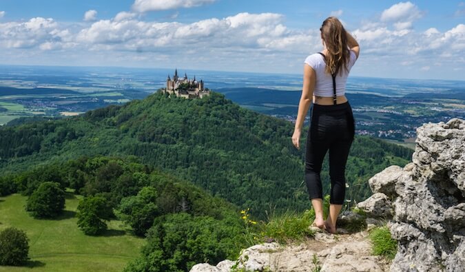 Kristin Addis overlooking a mountain