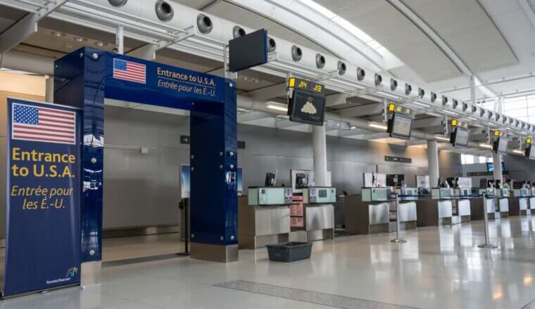 The US border at the Toronto International Airport