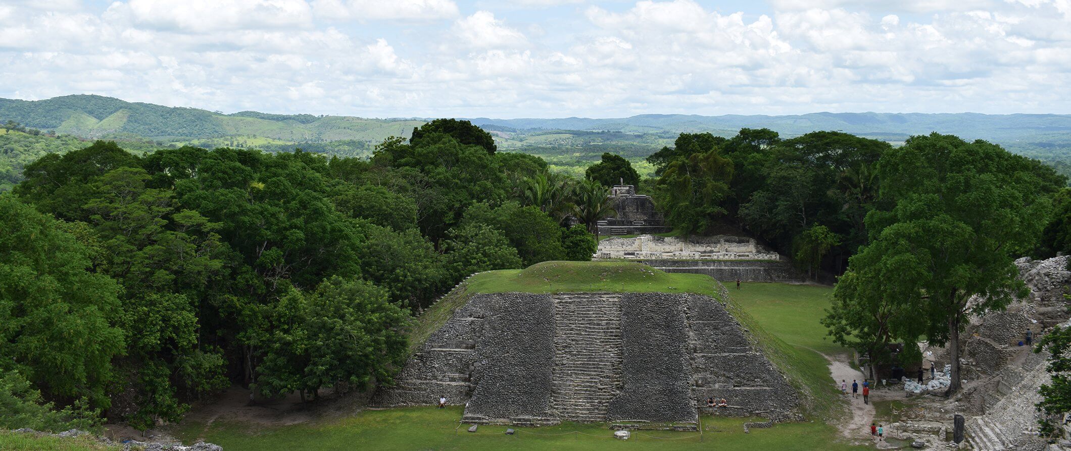 San Ignacio ruins in Belize taken from a high vantage point surrounded by jungle