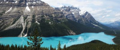 Canada Guide - Canadian scenic view, snow caped mountains, lake, and trees