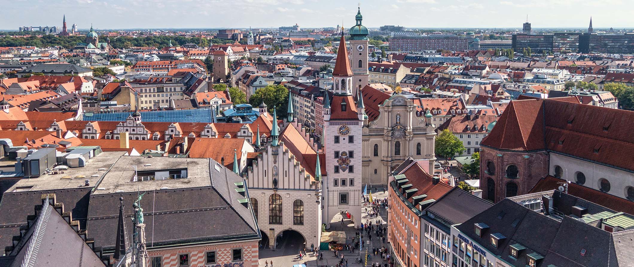 City view of Munich taken from above looking down