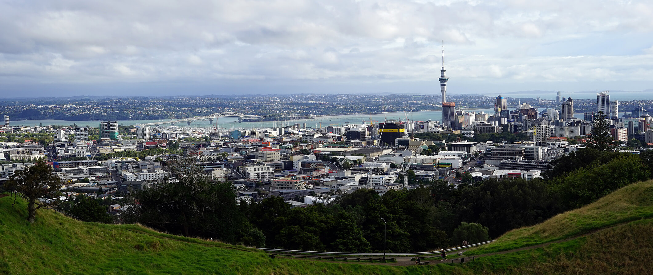 arial cityscape shot of Auckland in New Zealand
