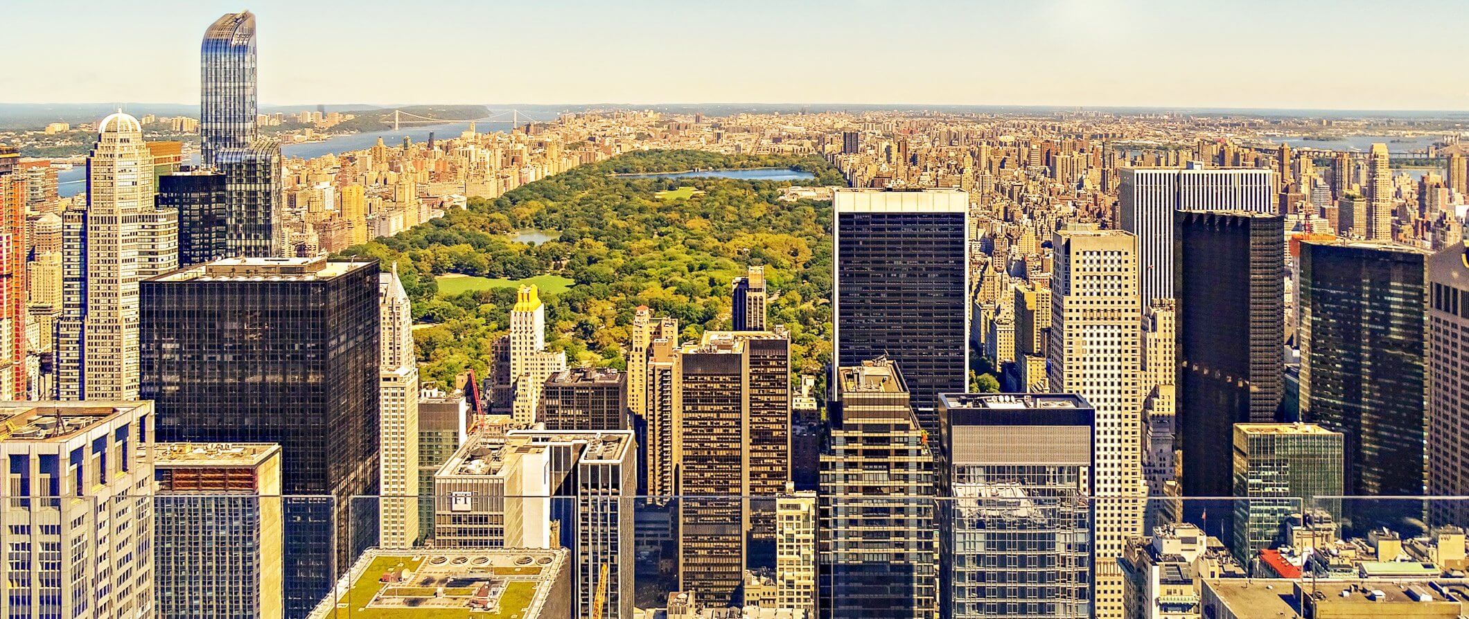 areal view of New York City looking up over Central Park