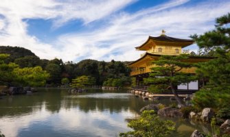 The Golden Pavilion in Japan on a bright summer day