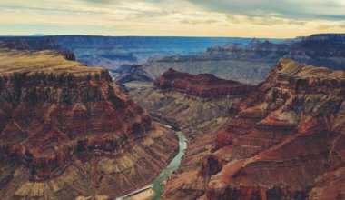 The colorful rocks of the Grand Canyon during sunset