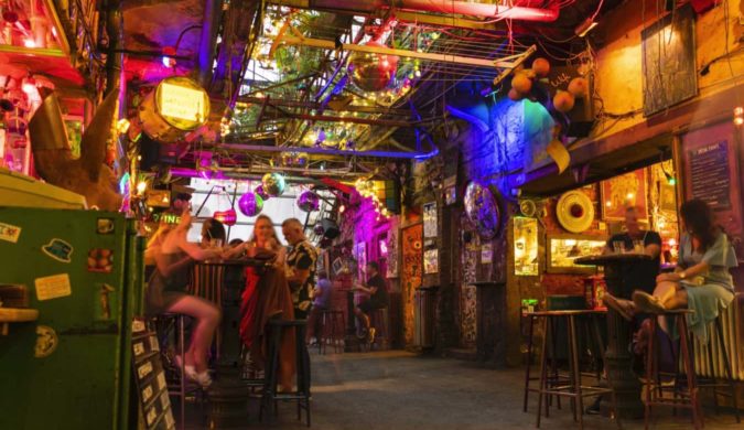 The interior of a ruin bar in Budapest, Hungary