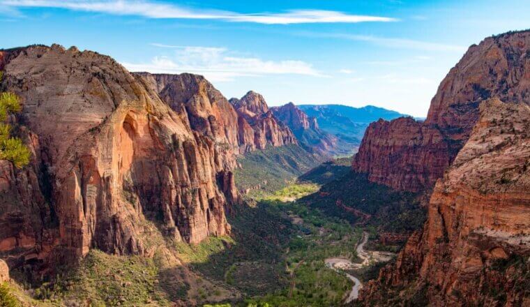 Visiting beautiful Zion National Park in the USA on a bright and sunny day