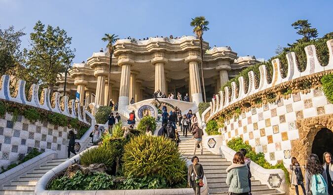 Barcelona's busy Park Güell, one of Gaudi's finest works