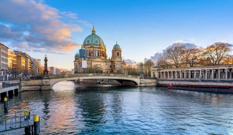 The famous views of central Berlin on a quiet, sunny day