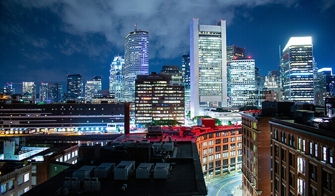 Night view of Boston's skyline