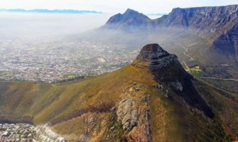 An aerial view of Cape Town from the mountains