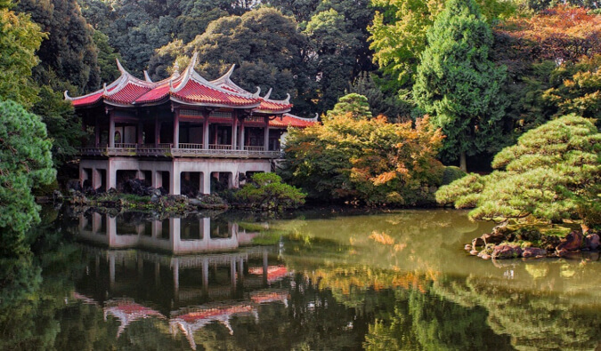 an old temple and garden in Tokyo
