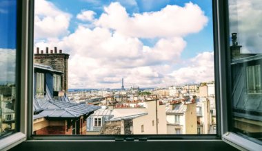 A relaxing view of Paris, France from a an apartment window