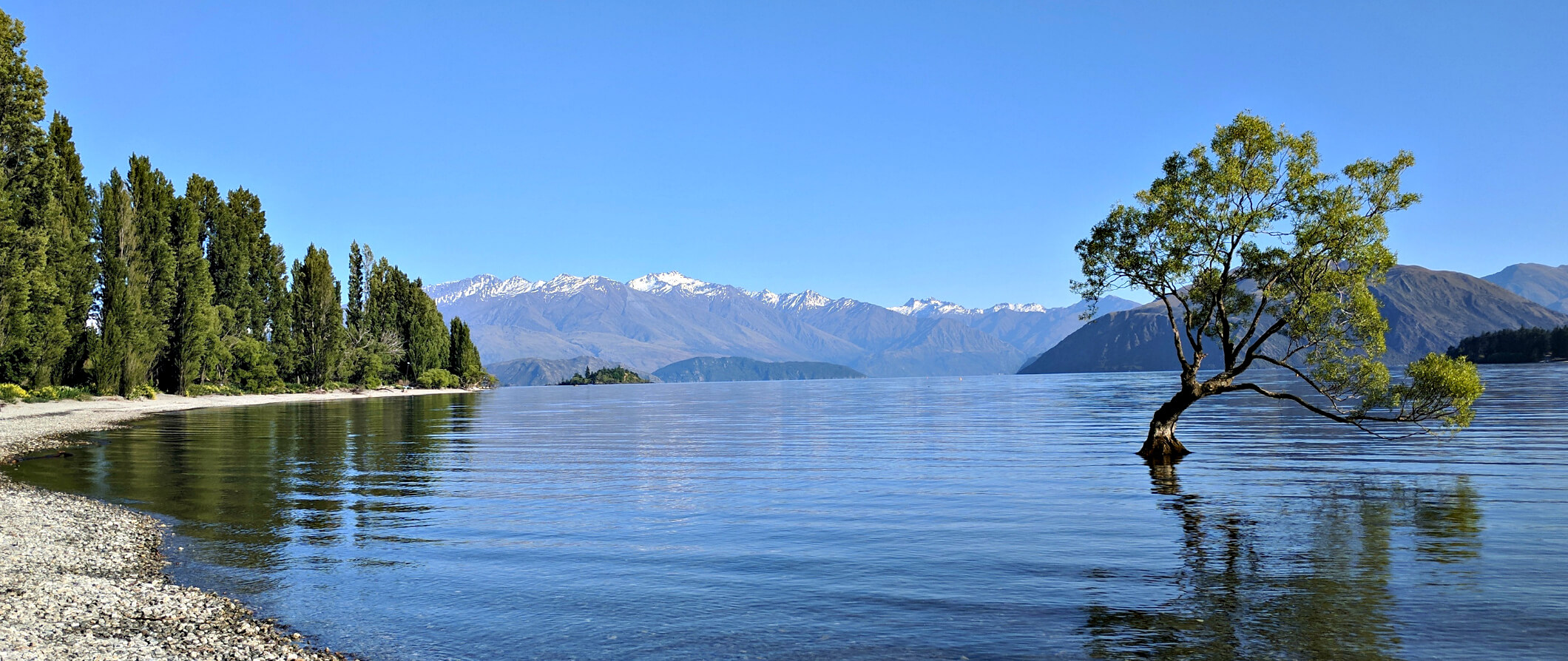 The calm, clear waters near the Franz Josef Glacier in New Zealand