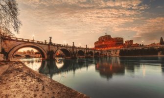 The historic architecture of Italy at sunset