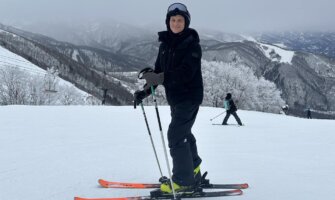 Nomadic Matt skiing in Japan
