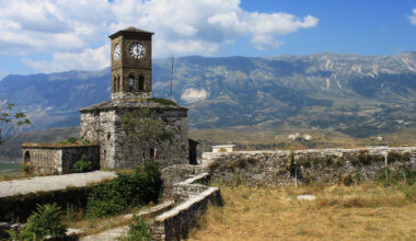 An old stone tower and stone wall in Albania