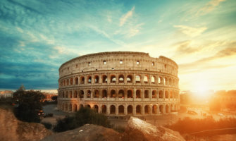 The Colosseum in Rome at sunset