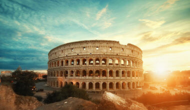 The Colosseum in Rome at sunset