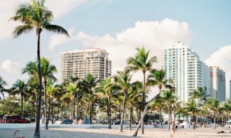 The sandy beaches of Miami, Florida during the summer