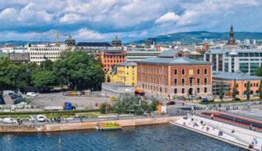 Downtown Oslo, Norway in the summer near the water