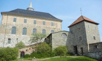 The stone buildings of the Akershus Fortress in Oslo, Norway