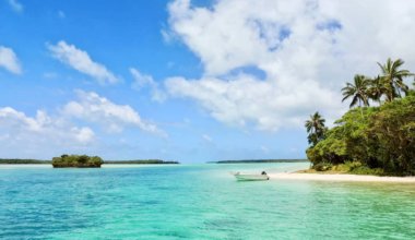 A beautiful white-sand beach in the Caribbean