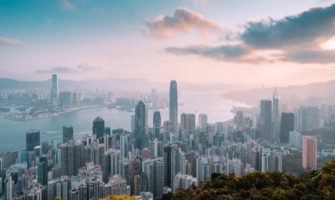 The towering skyline of Hong Kong