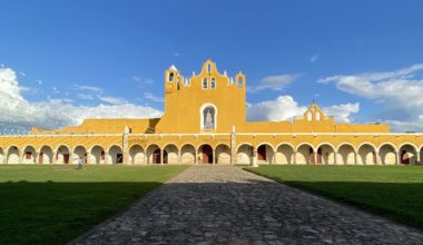 A colorful historic building in Mexico