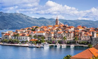 The scenic view of Korcula town and its historic houses in Croatia